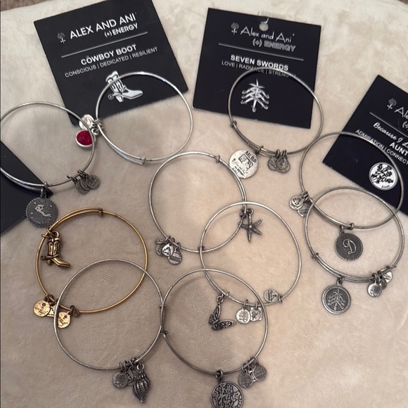 Alex and Ani Silver and Gold Charm Bracelets - Picture 8 of 8